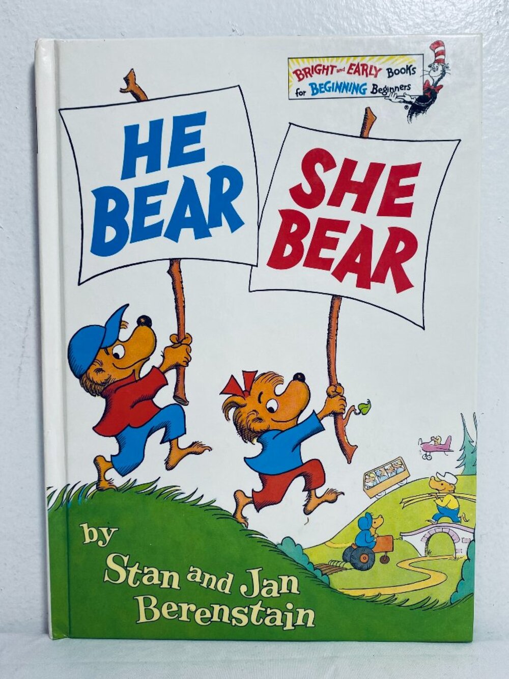 VNTG Berenstain Bears "He Bear She Bear" HC 1974 Bright & Early Books Wipe-Clean
